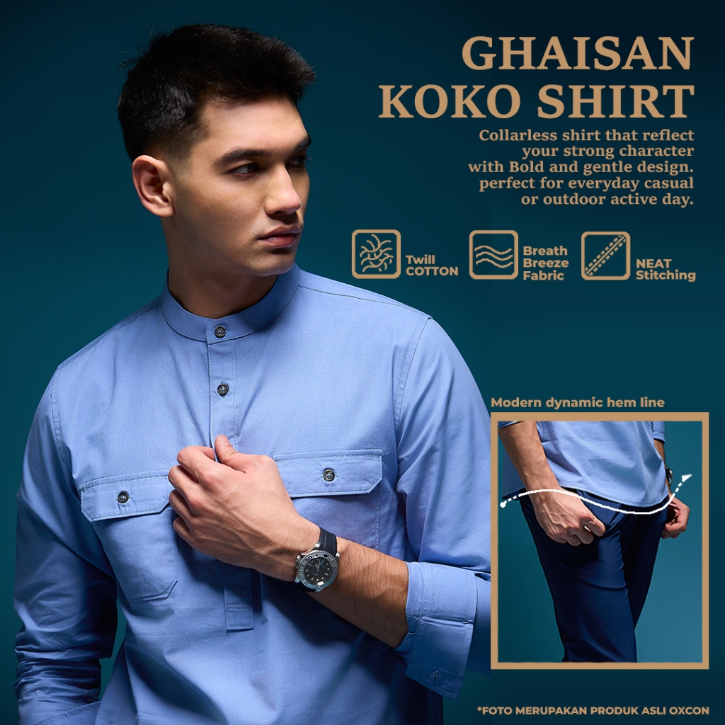Kemeja koko Collarless shirt OXCON GHAISAN