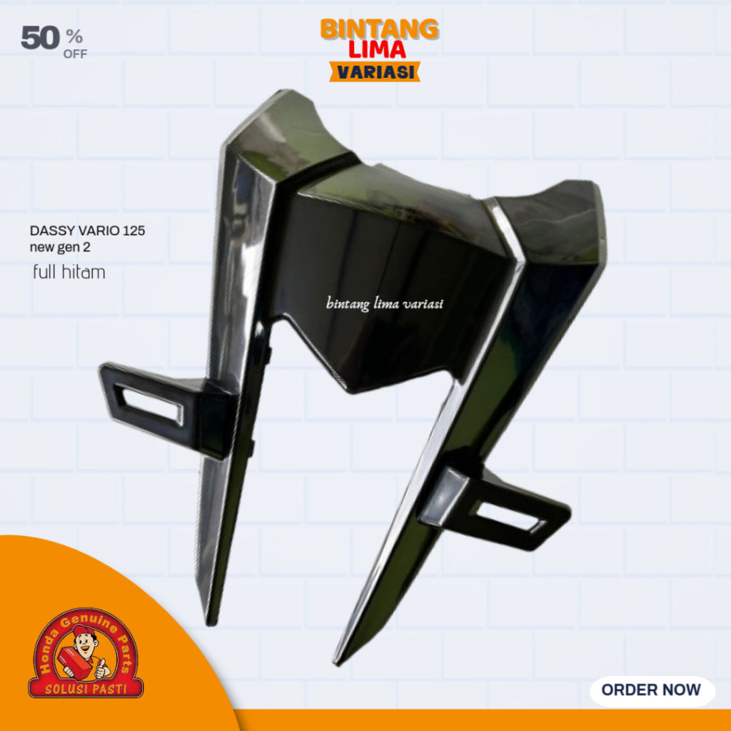 Cover Tameng Depan Hitam Vario 125 eSP K2V/64302-K2V-N30ZA Cover Plat Nomor Tameng Dasi Depan Vario