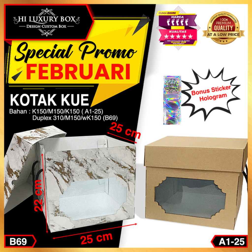 

KOTAK|KUE|PACKAGING|CAKE|BOX|MURAH|KADO|SERBAGUNA|25x25x22|A1-25