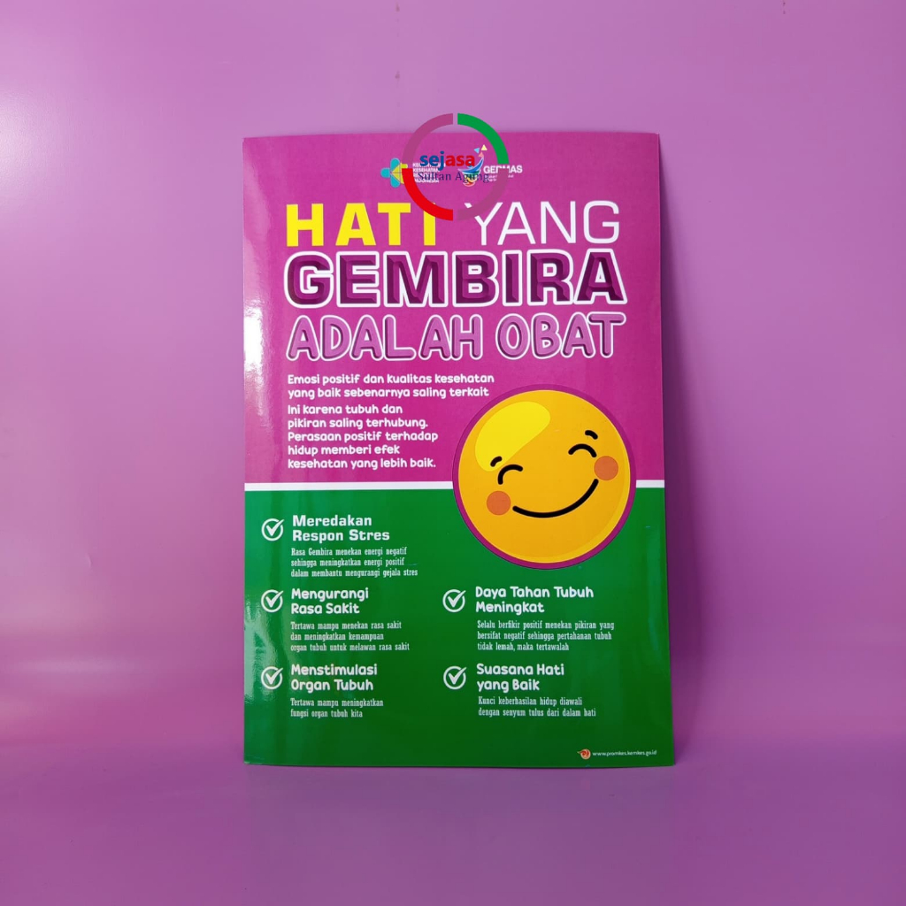 Poster Hati Yang Gembira Adalah Obat | Poster Gerakan Masyarakat (Germas) | Poster Kesehatan