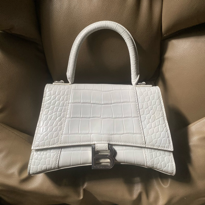 Preloved Bag Tas Second Balen ciaga Hourglass White Croco