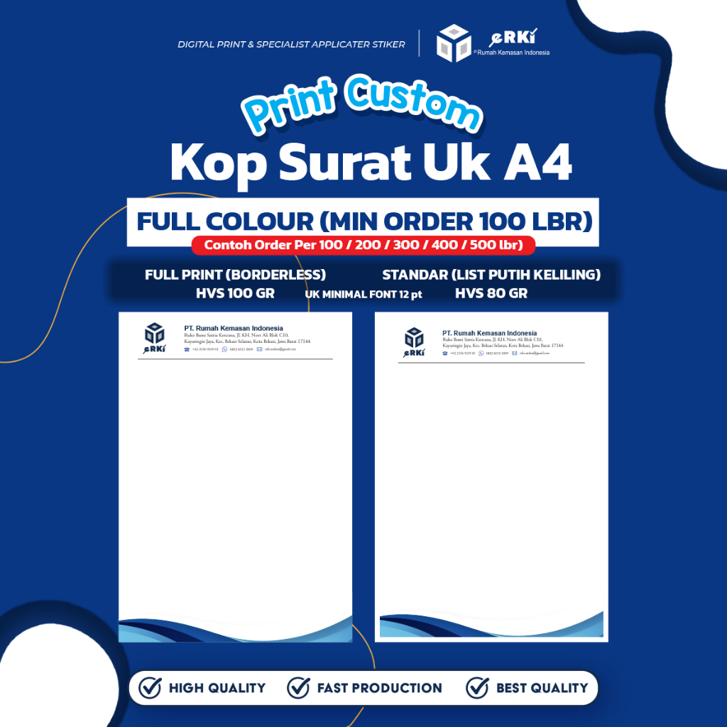 

CETAK Custom Kop Surat A4 HVS | Full Colour