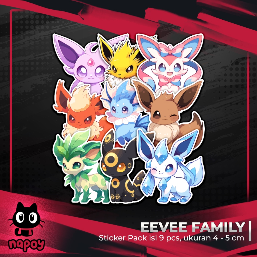 

STIKER PACK KECIL EEVEE FAMILY 9 pcs LAPTOP AKSESORIS HP ANTI AIR