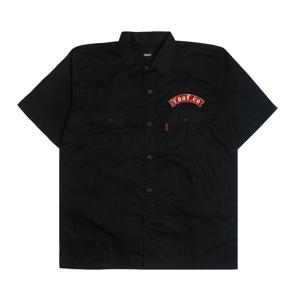 Troy Company Work Shirt Workwear Black Bikers - Kemeja Kerja Workshirt Hitam WSP 2978