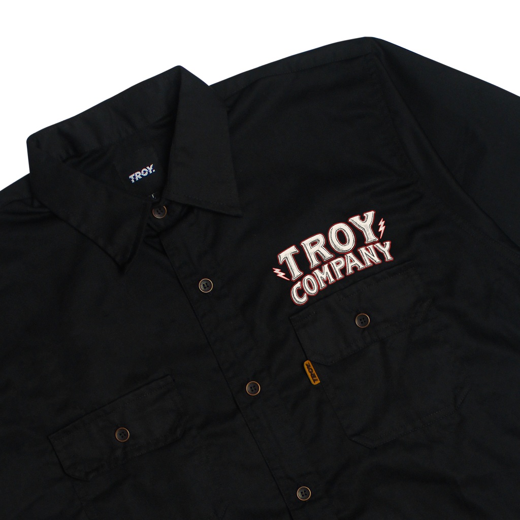 Troy Company Work Shirt Workwear Black Electric Twins - Kemeja Kerja Workshirt Hitam WSP 2980