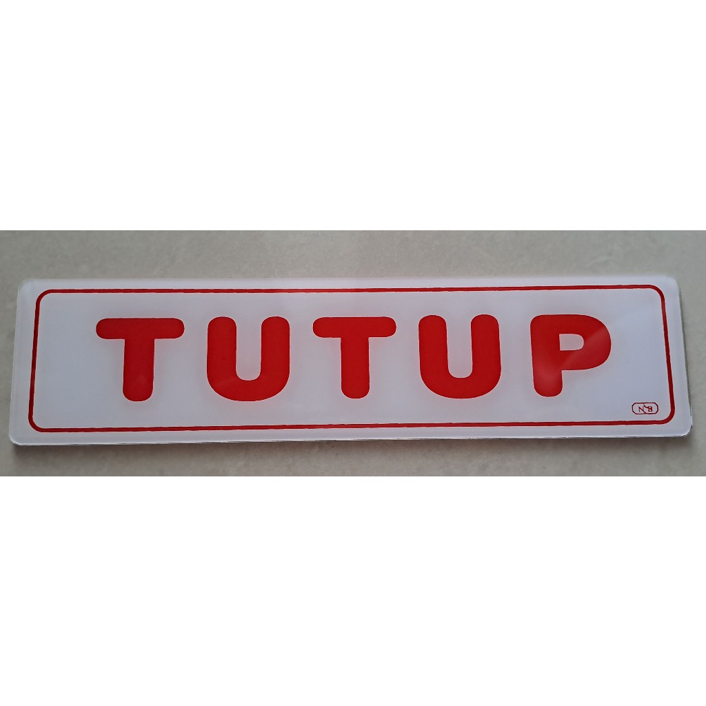 

Label Acrylic Kecil / Label Akrilik Kecil 5x20cm - Tutup (Putih_Merah)