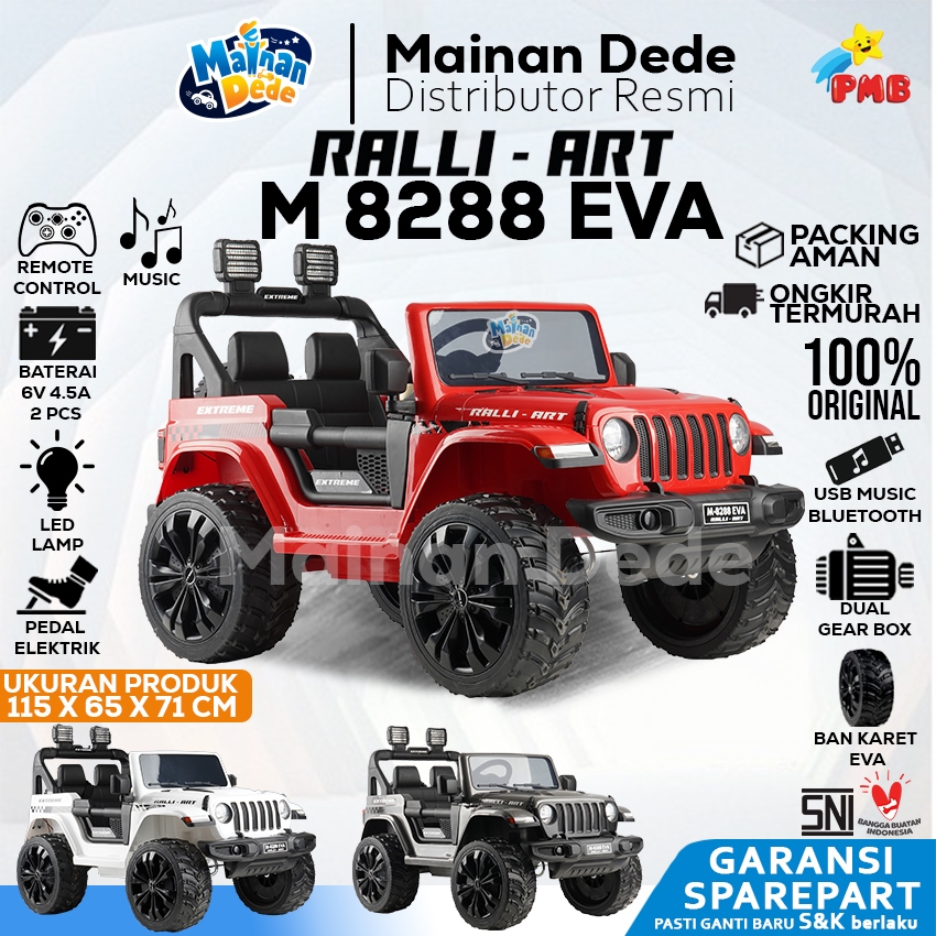 Mainan Mobil Aki Anak PMB 8288 Jeep Rubicon OFF ROAD REMOTE M8288 M-8288