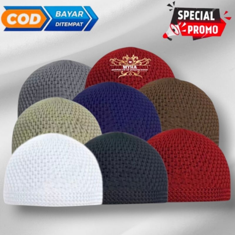 Peci Rajut Dewasa Peci haji Peci hitam kopiah rajut polos tebal