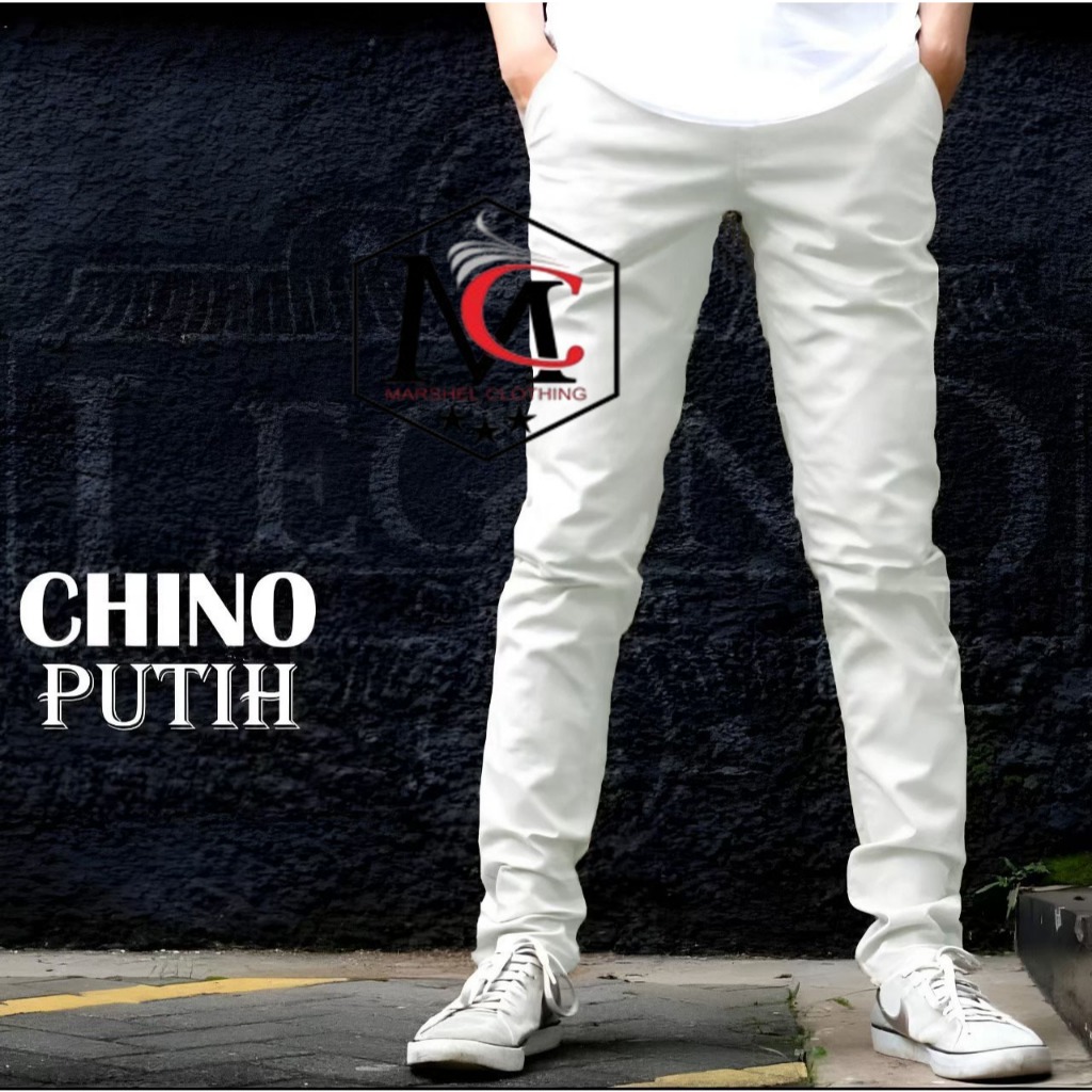 Celana Chinos Putih Panjang Pria Original Chino Premium Regular Fit Jumbo