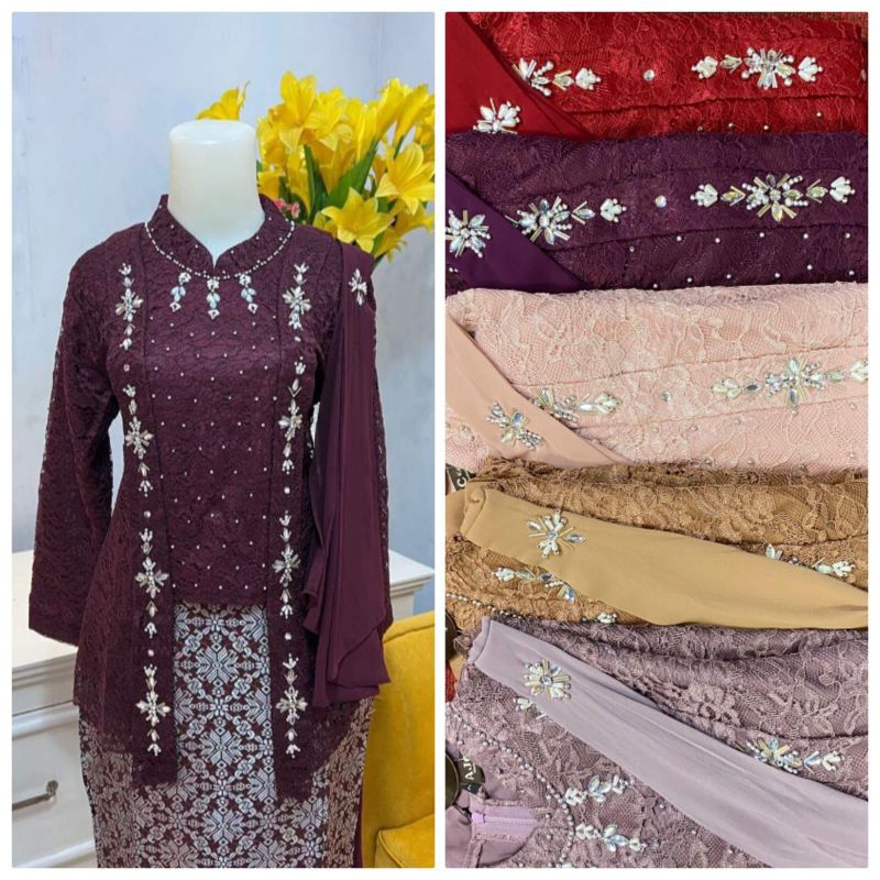 Ready Kebaya Kutu Baru Selendang Hijab Version / Kebaya Brukat
