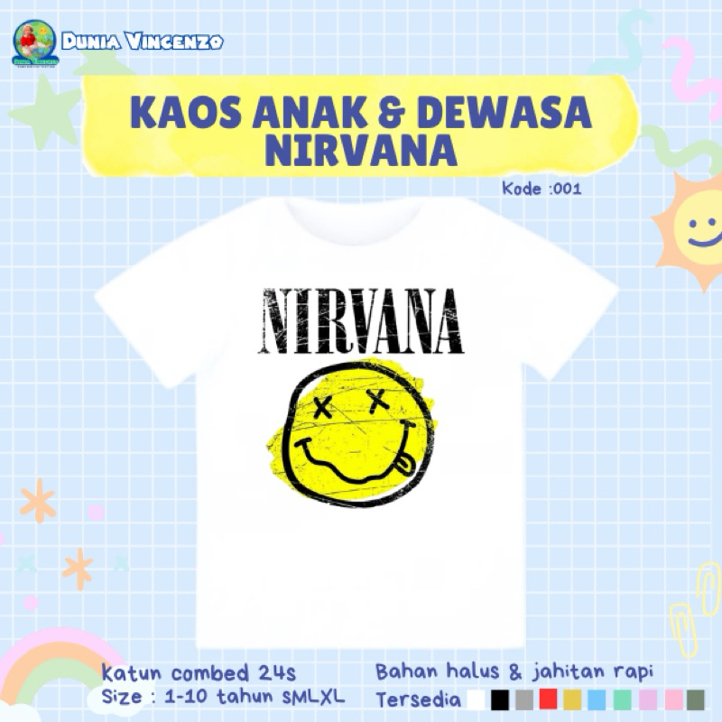 kaos anak nirvana kaos oversize nirvana kaos anak dan kaos dewasa nirvana kaos pria kaos wanita over