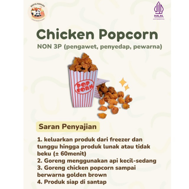 

Chicken Popcorn Non 3P (pengawet, penyedap, pewarna)
