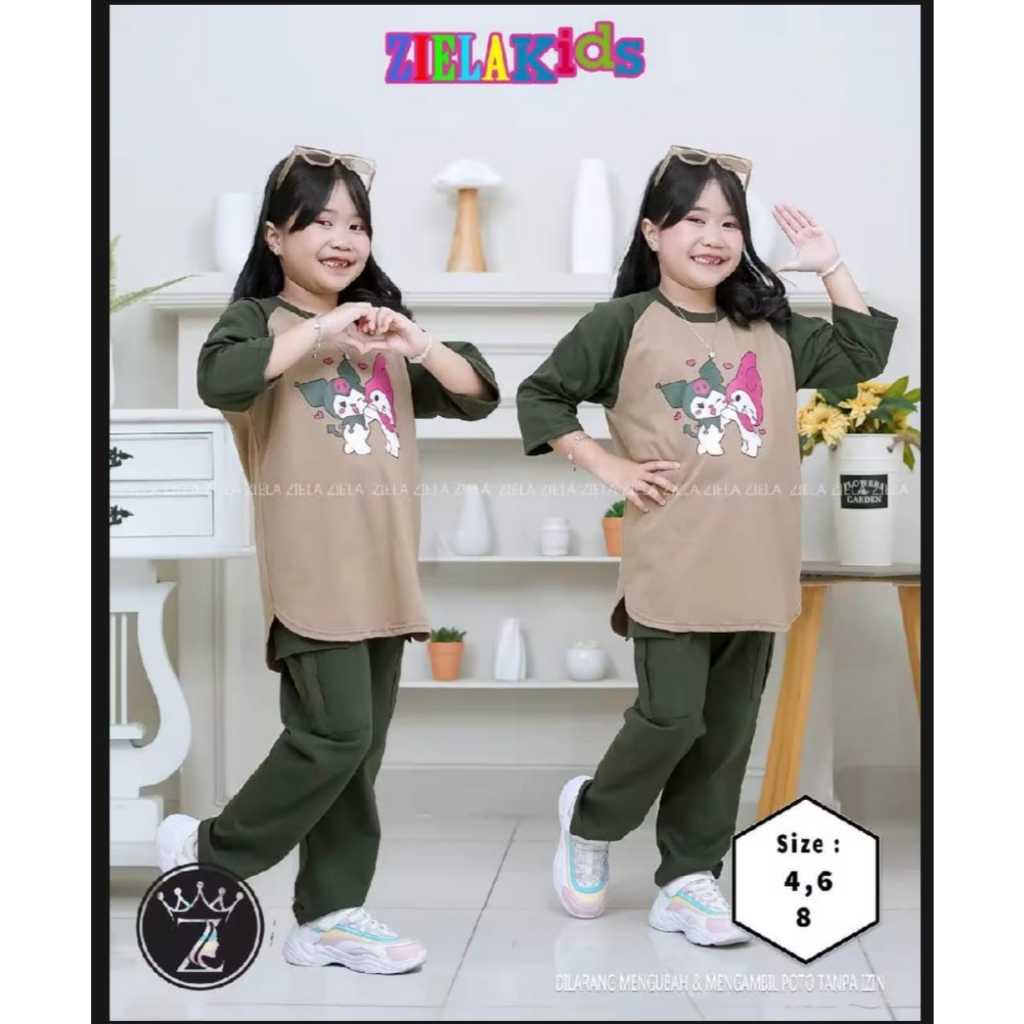 SET CELANA CARGO ANAK MOTIF KUROMI ZIELA /ONSET CARGO KUROMI BY ZIELA
