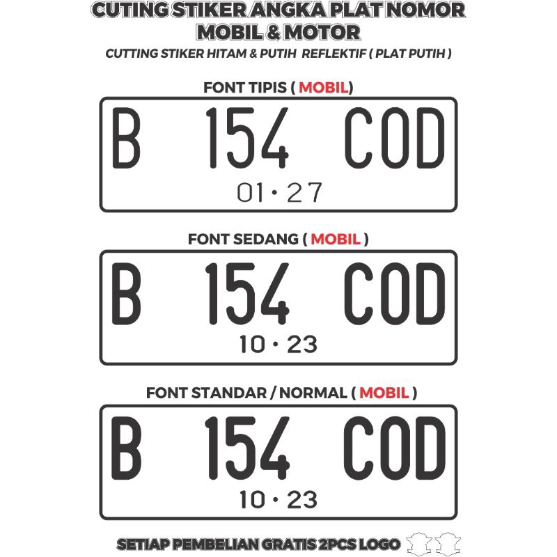 CUTTING STIKER ANGKA PLAT NOMOR MOBIL FONT LAMA