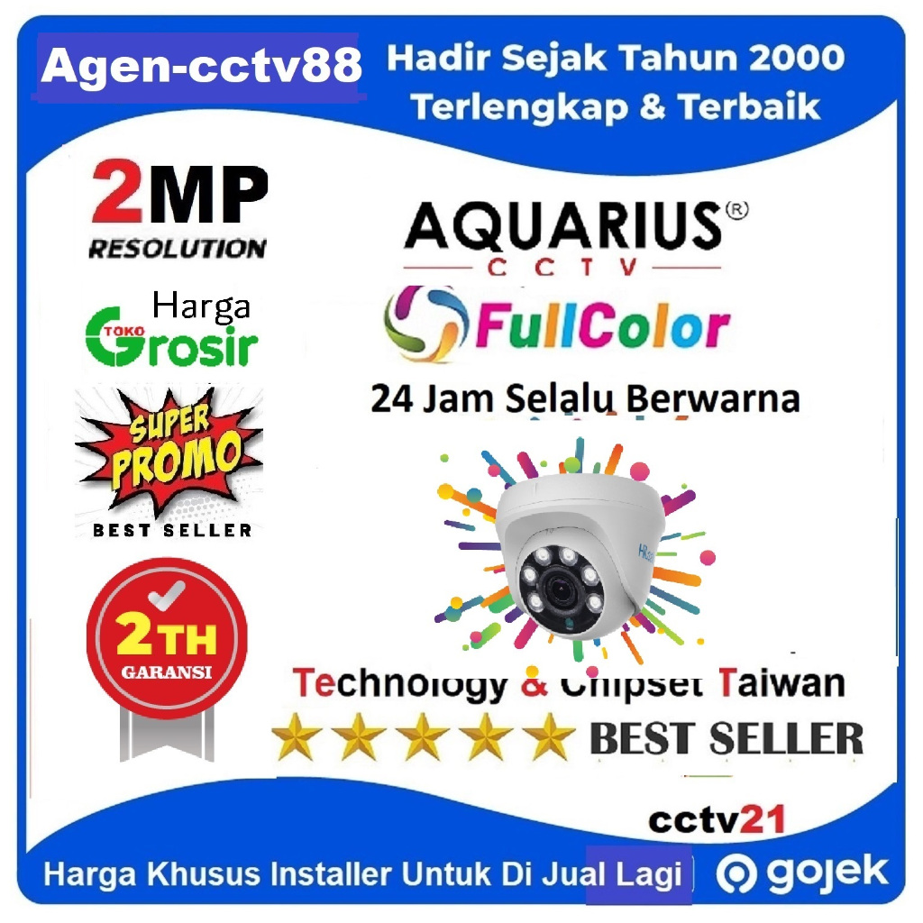 CCTV / Kamera/ Indoor 2MP AQUARIUS Full Color 24Jam Selalu Berwarna Harga Promo Agen-cctv88