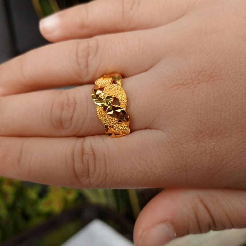 Cincin Emas Wanita 24 karat Replika Seperti Aslinya Elegan Mewah Tahan luntur 51178
