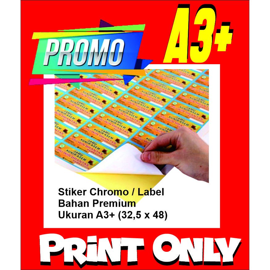 

Print Stiker | Cetak Sticker Cromo / Kromo A3+ | Stiker Label Kemasan | PRINT ONLY