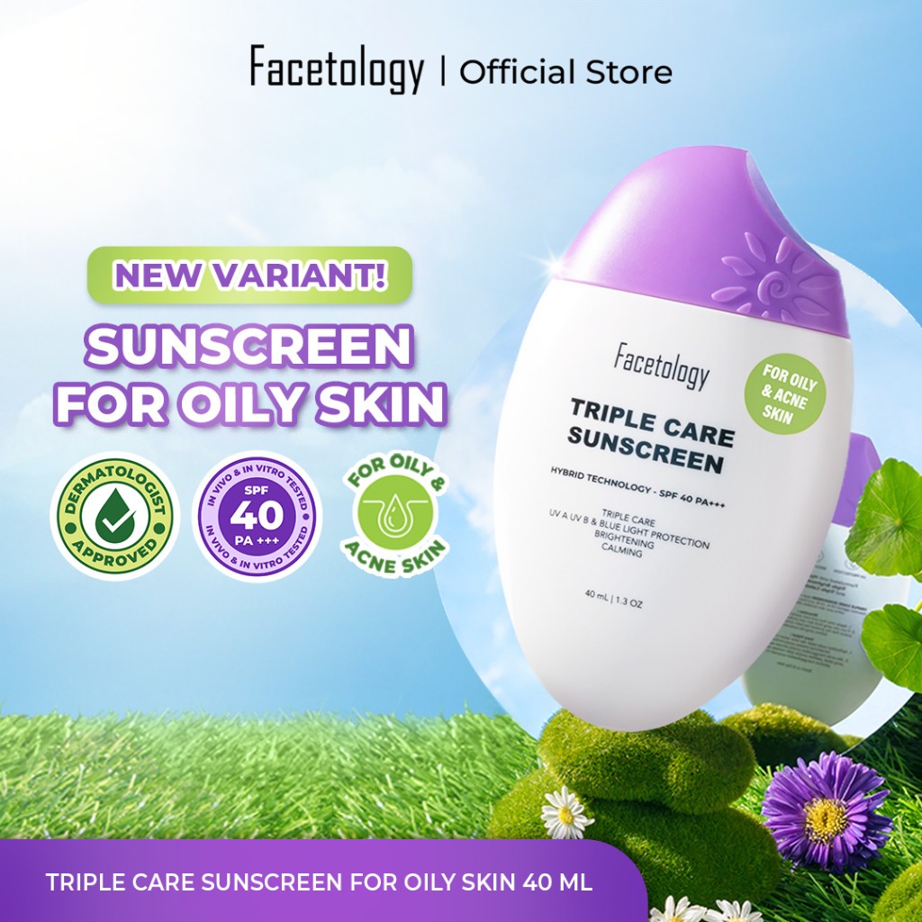 Facetology Triple Care Sunscreen For Acne & Oily Skin SPF 40 PA+++ 40ML - FIT-SS