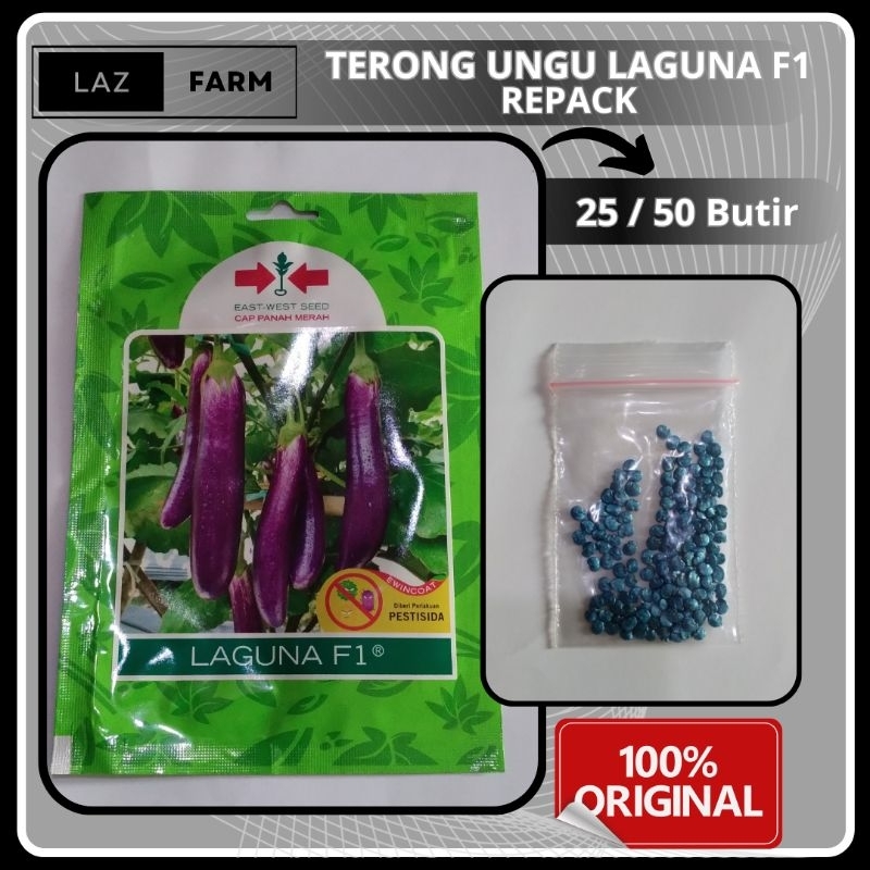 Benih Bibit Terong Ungu Laguna F1 50 Butir Kemasan Repack Original Cap Panah Merah