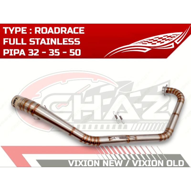 pipa leheran knalpot roadrace vixion new - vixion old stainless