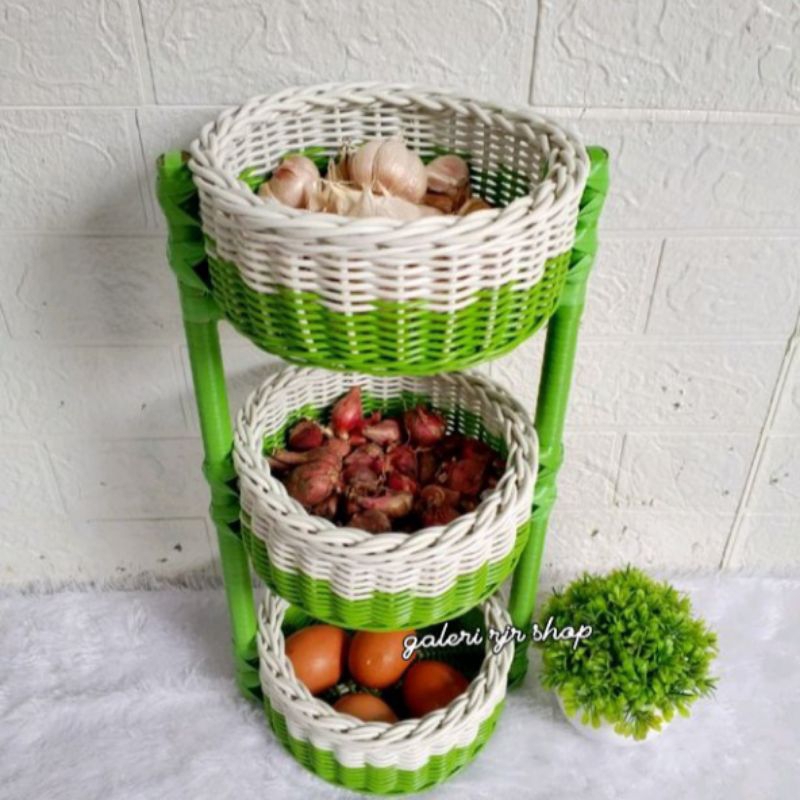 RAK Bawang rotan estetik Rak Serbaguna Rak estetik, dari ROTAN/ SINTETIC