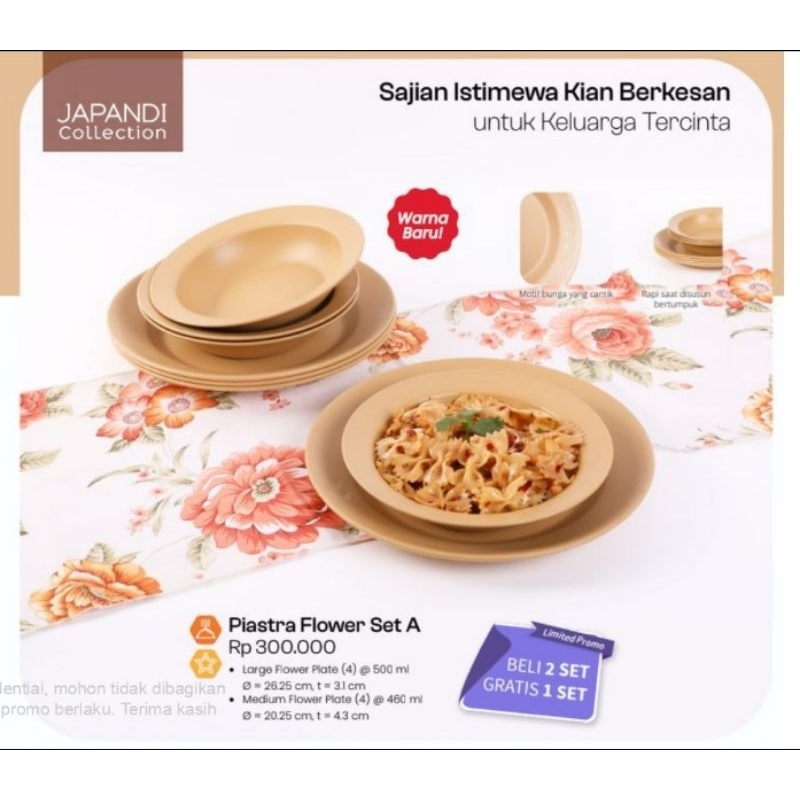 Moorlife Piastra Flower Set A/Piring Sedang-Besar