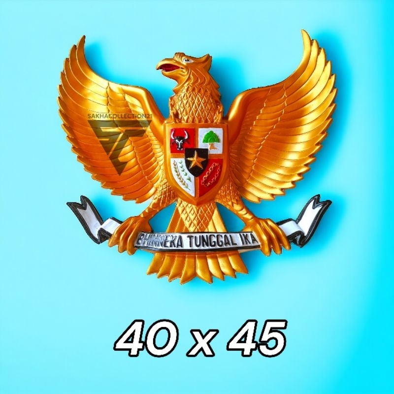 Patung Lambang garuda Pancasila 3D bahan fiber ukuran 40x45