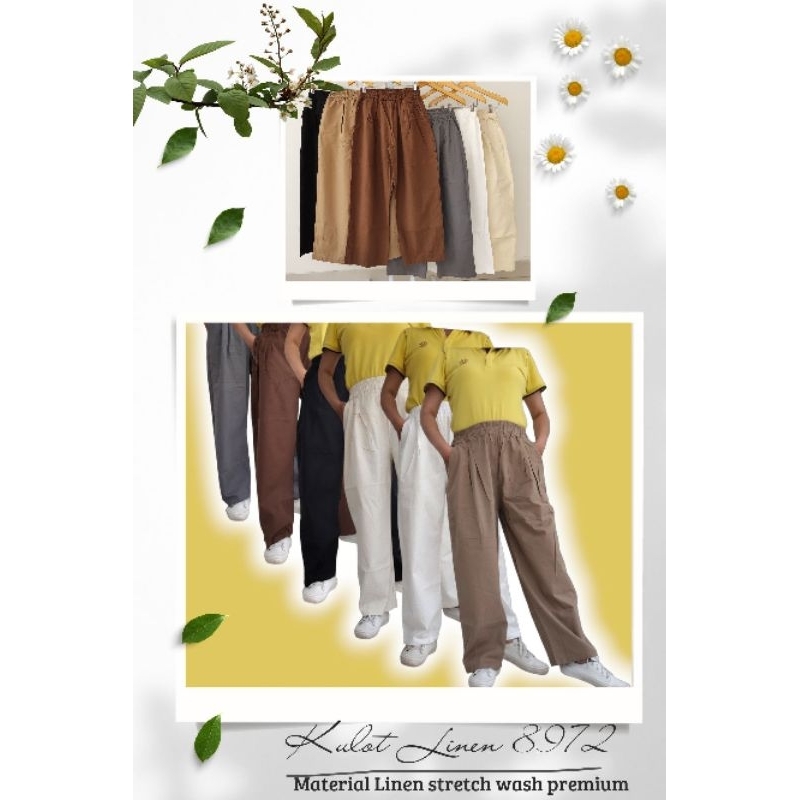 Kulot Basic fit to 3XL Celana Panjang Kulot Linen Import Wanita London Girl