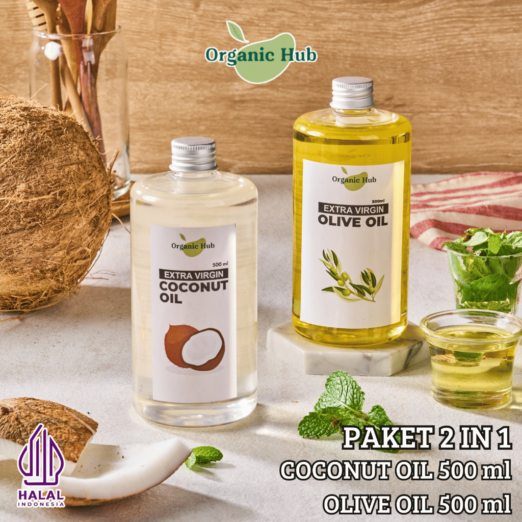 

Organic Hub Paket Hemat Minyak Zaitun Extra Virgin Olive Minyak Kelapa Murni Extra Virgin Coconut