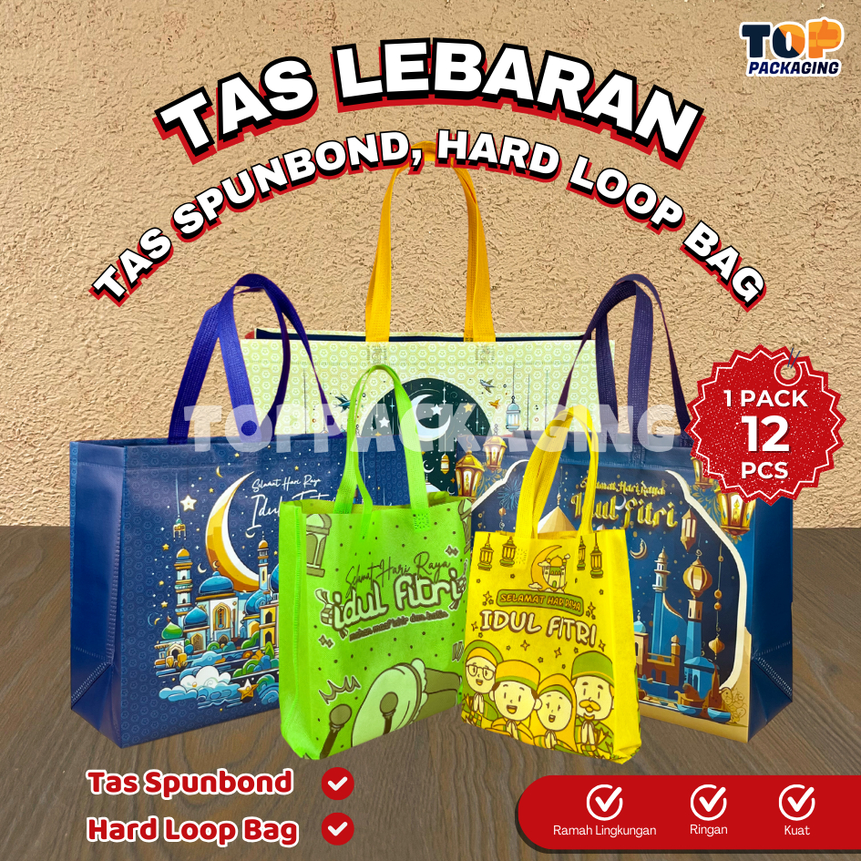 

Tas Lebaran Goodie Bag Spunbond Hard Loop Bag Kain Tebal Motif Idul Fitri Hampers Souvenir