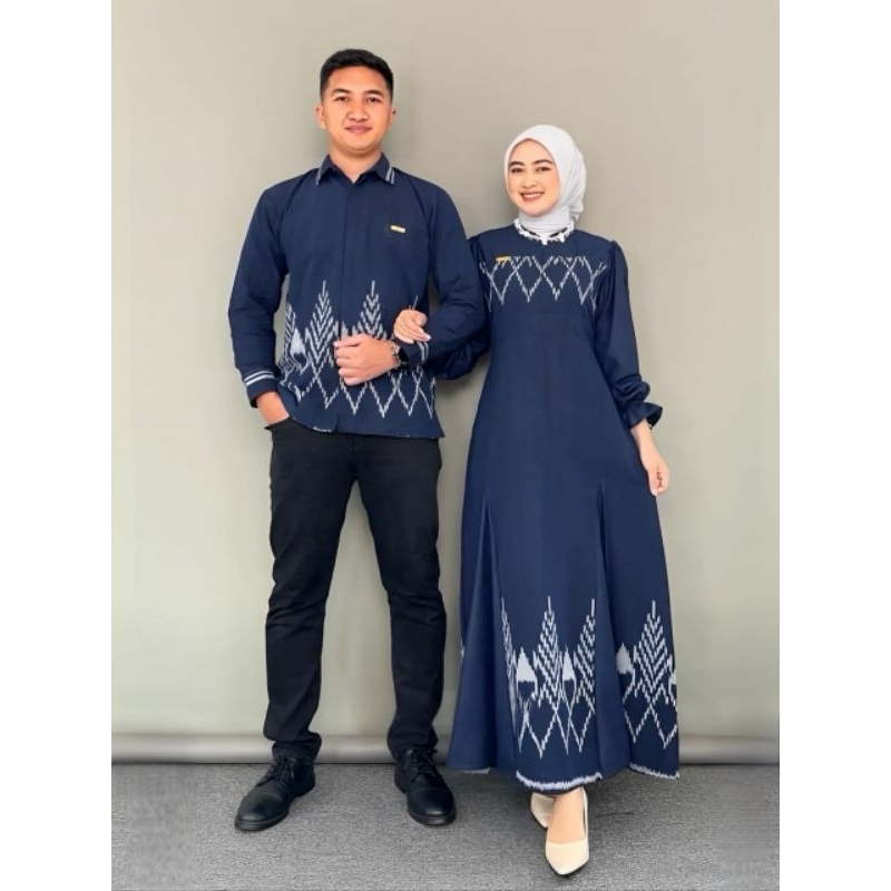BAJU TENUN COUPLE - DRESS KINANTI - SET COUPLE LEBARAN - SET COUPLE TENUN - BAJU MUSLIM PASANGAN
