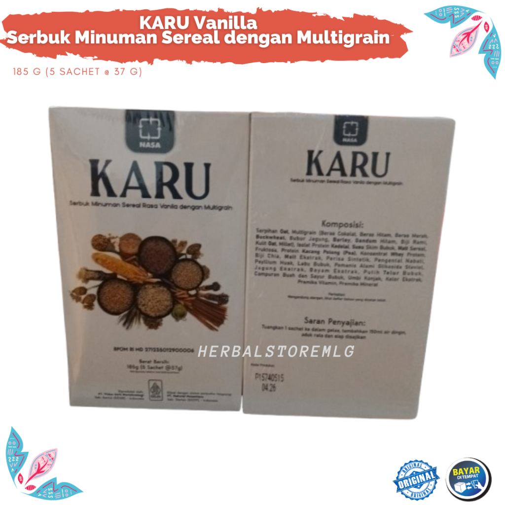 

KARU Vanilla Serbuk Minuman Sereal Rasa Vanilla dengan Multigrain 185 g (5 sachet @ 37 g)
