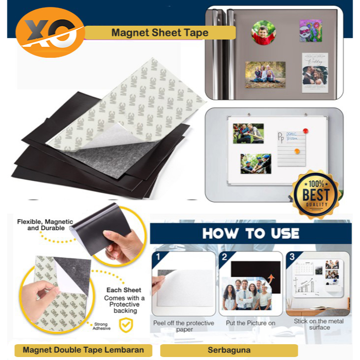 Magnet Lembaran Tape 3m Kecil Kotak Magnetic Sheet Lembar Double Tape Flexibel Magnet Photo Lembar P