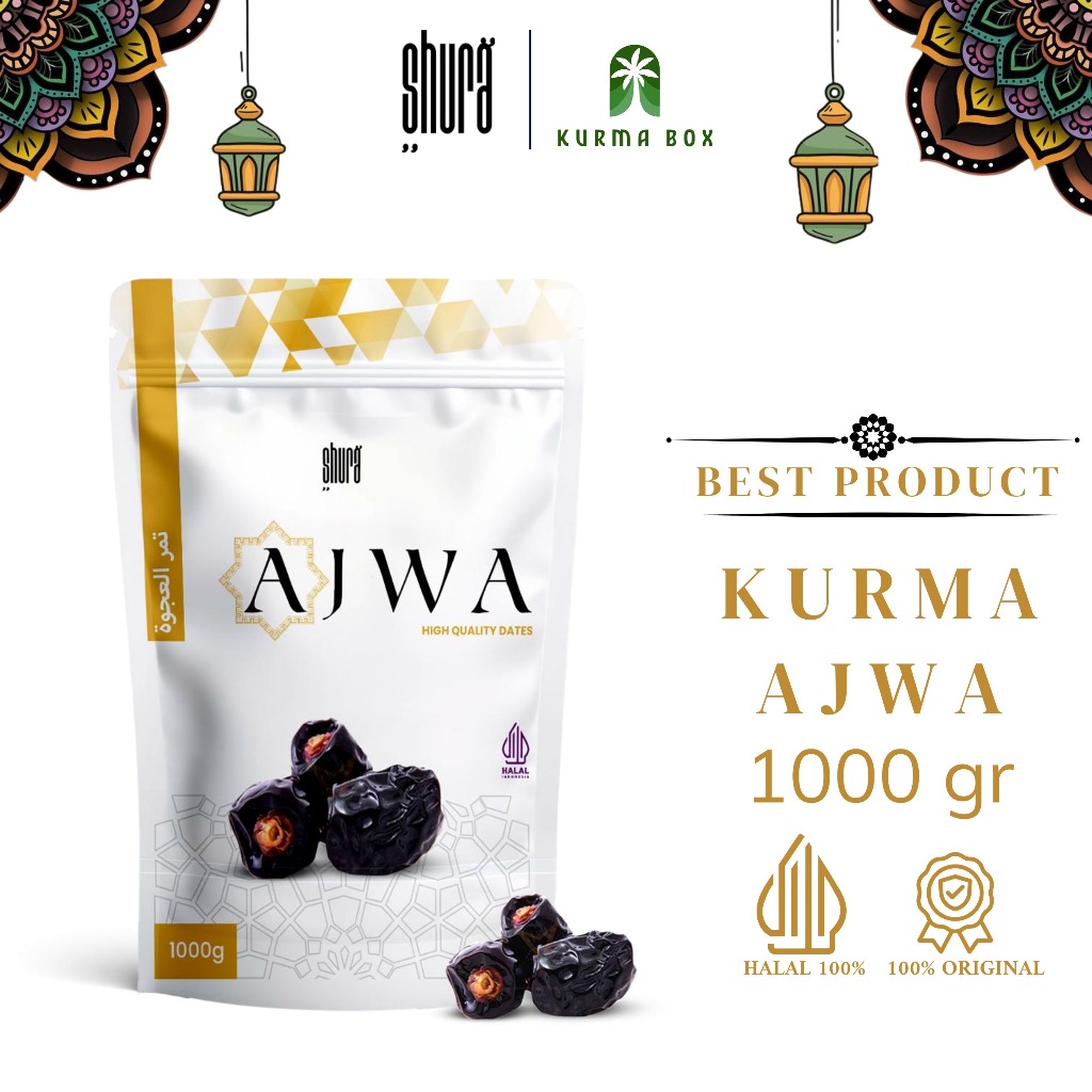 

Shura Kurma Ajwa Pouch 1kg Super Lembut Premium Asli Madinah 100%