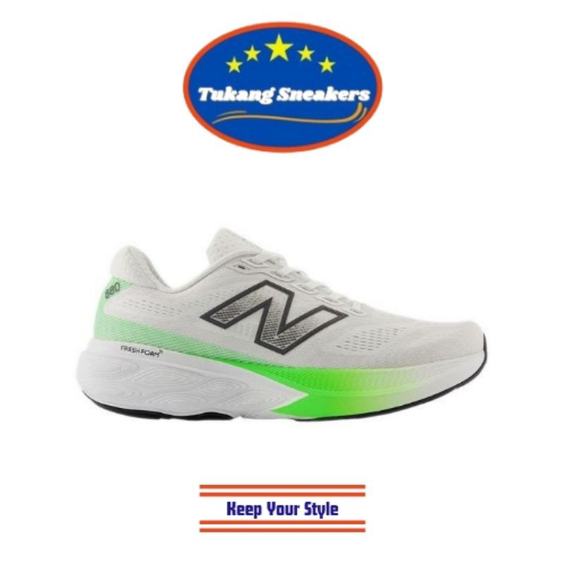 Sepatu Lari Pria New Balance Fresh Foam X 880 v15 White Green NEWM880D15
