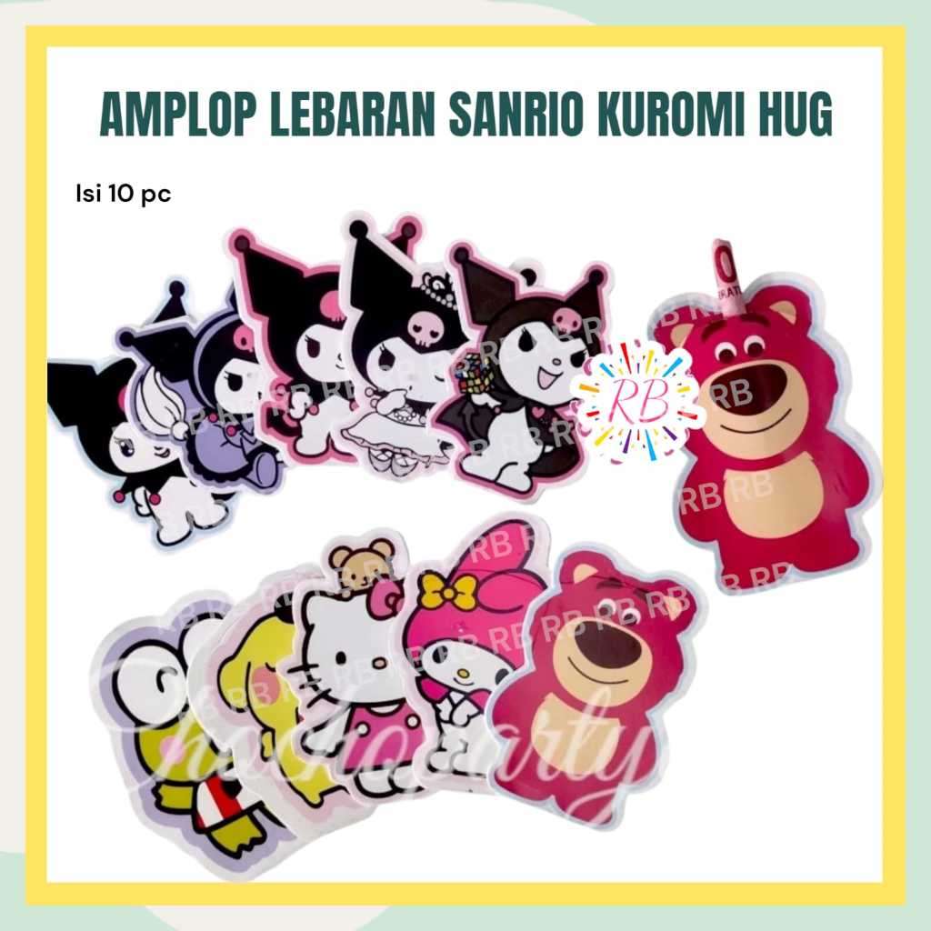 

Amplop Lebaran KUROMI SANRIO HUG Isi 10 / Angpau Idul Fitri Viral