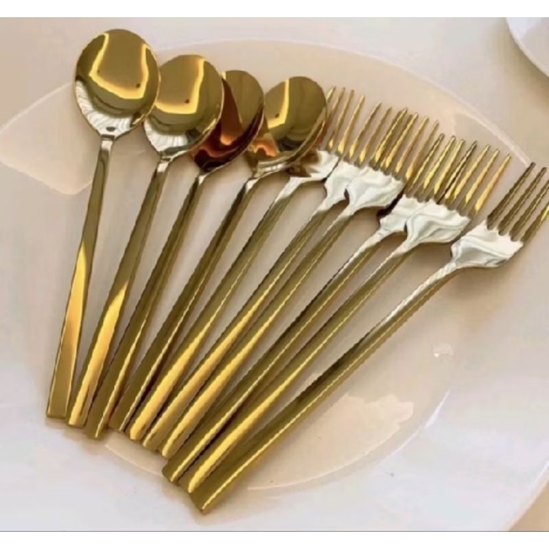 Sendok Korea Gold / sendok Bulat korea / Sendok korea isi 6 pcs