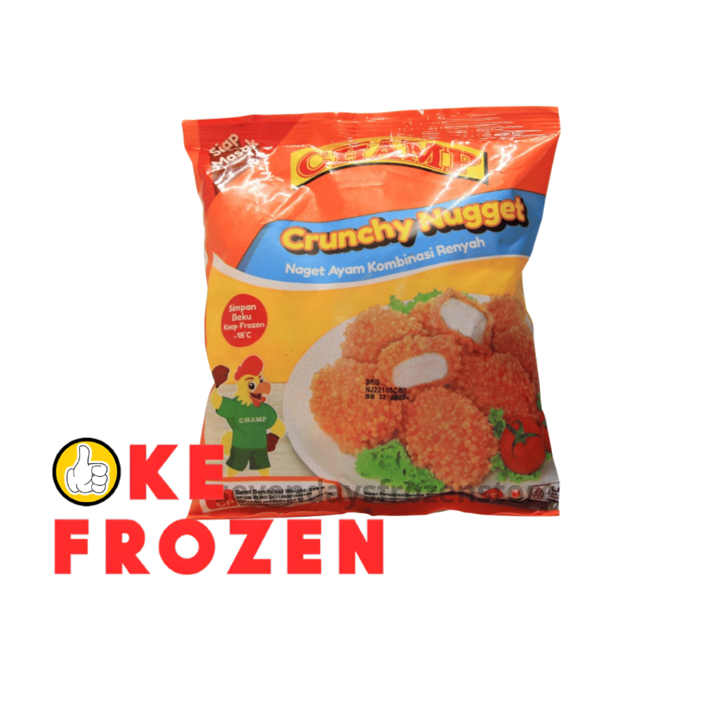 

CHAMP CRUNCHY NUGGET 450GR/NAGET AYAM KOMBINASI