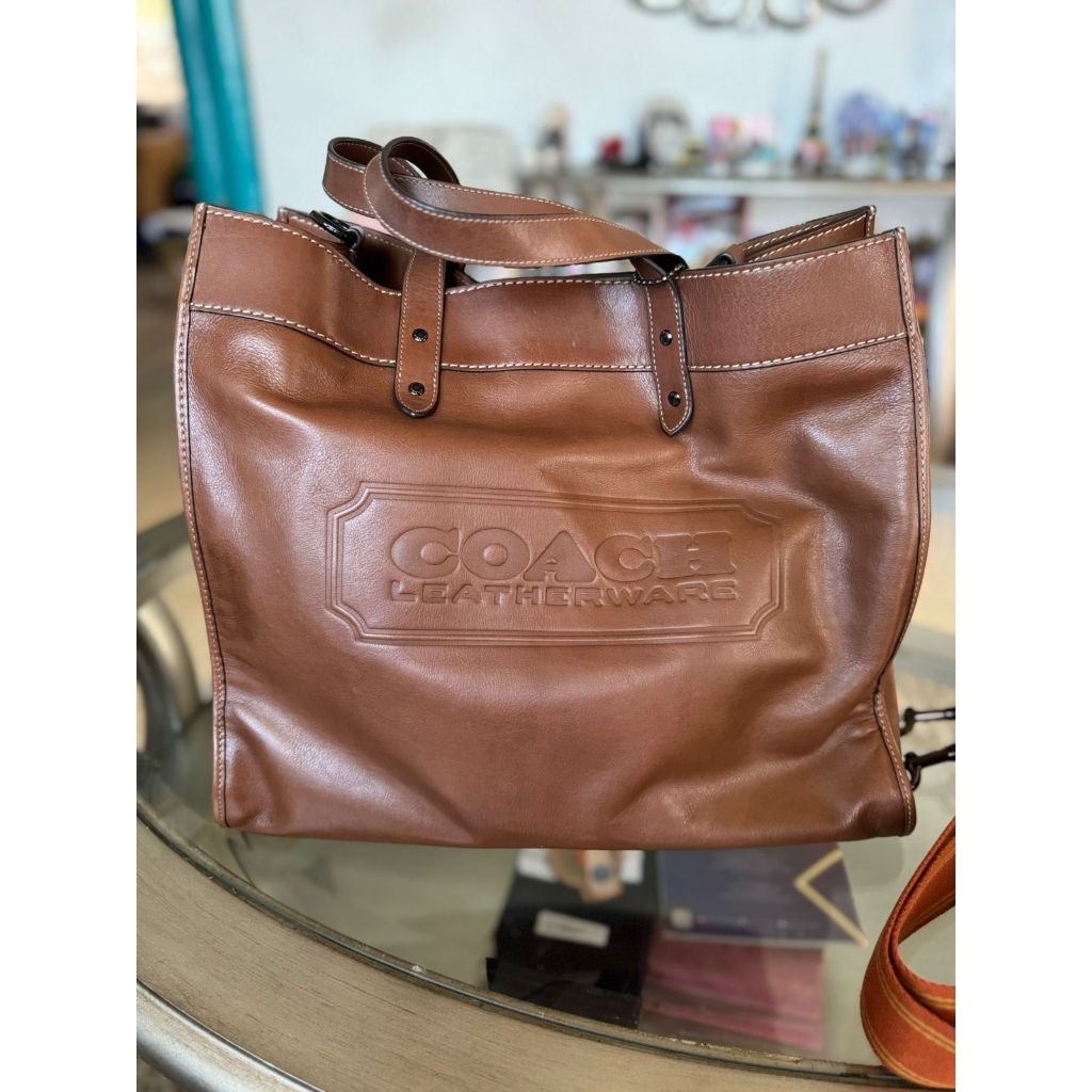 Tote bag Coach field tote 40  classic brown leather