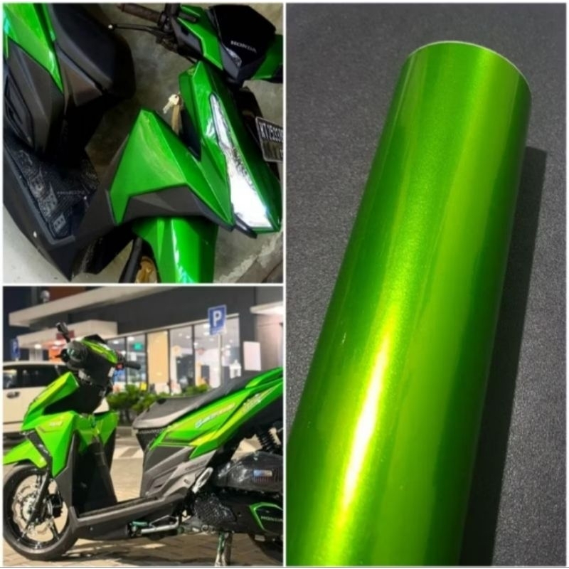 Ready stok stiker skotlet motor warna hijau metalik cendy