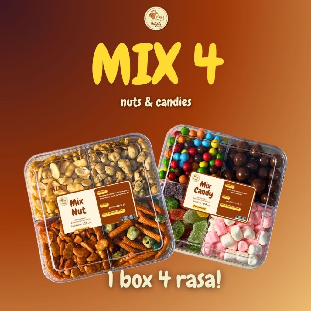 

SEKAT 4 ISI PERMEN / SEKAT 4 KACANG / MIX 4 NUTS / MIX 4 CANDIES