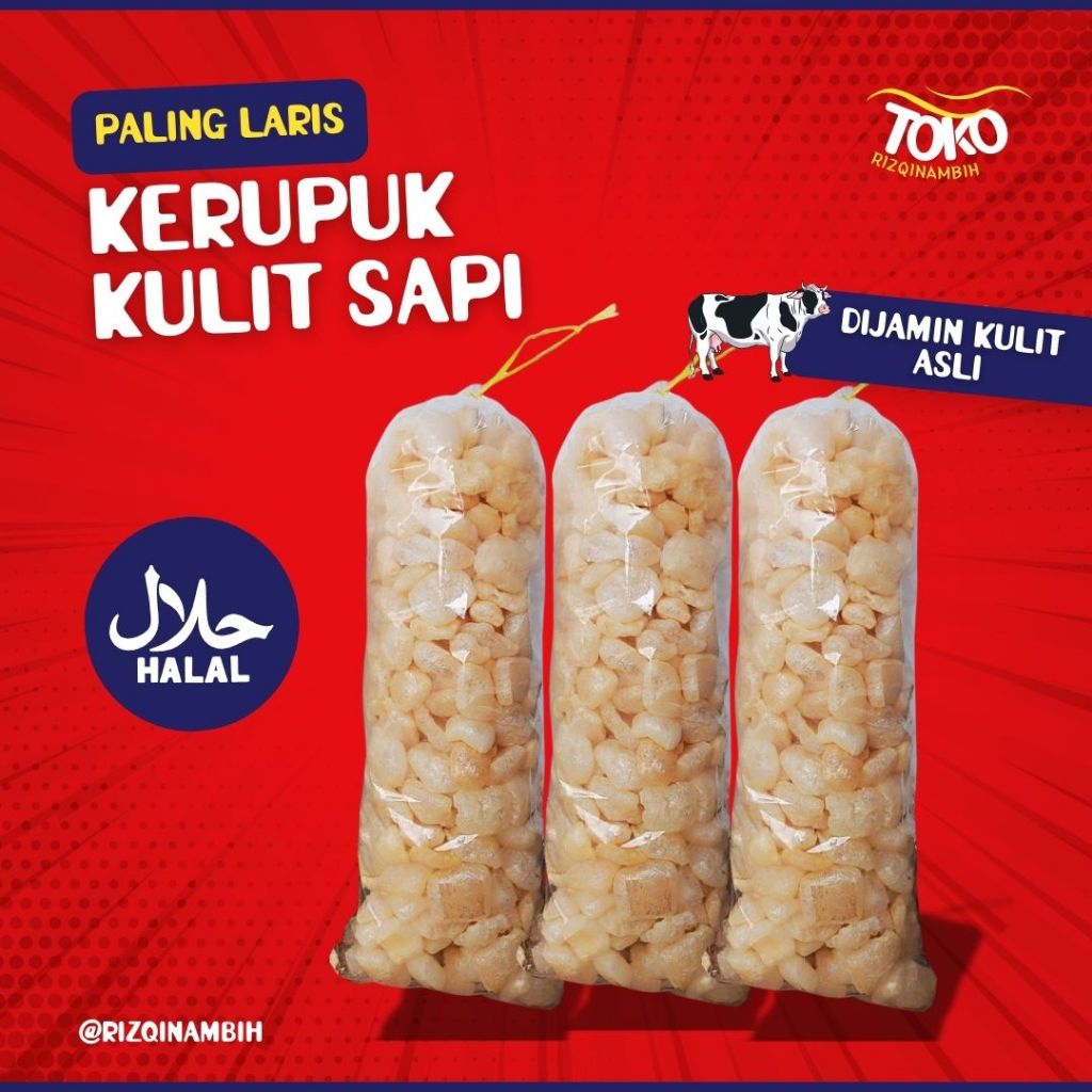 

KERUPUK KULIT SAPI ASLI 500 GR / DOROKDOK HALAL DIJAMIN RENYAH & GURIH COD