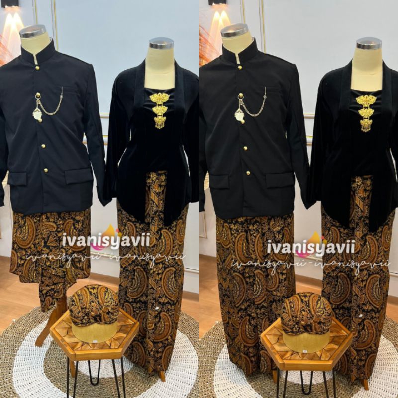 (1set Prewed) Prewedding / Baju Couple Adat Sunda | Nuansa Hitam- Motif Semen Romo