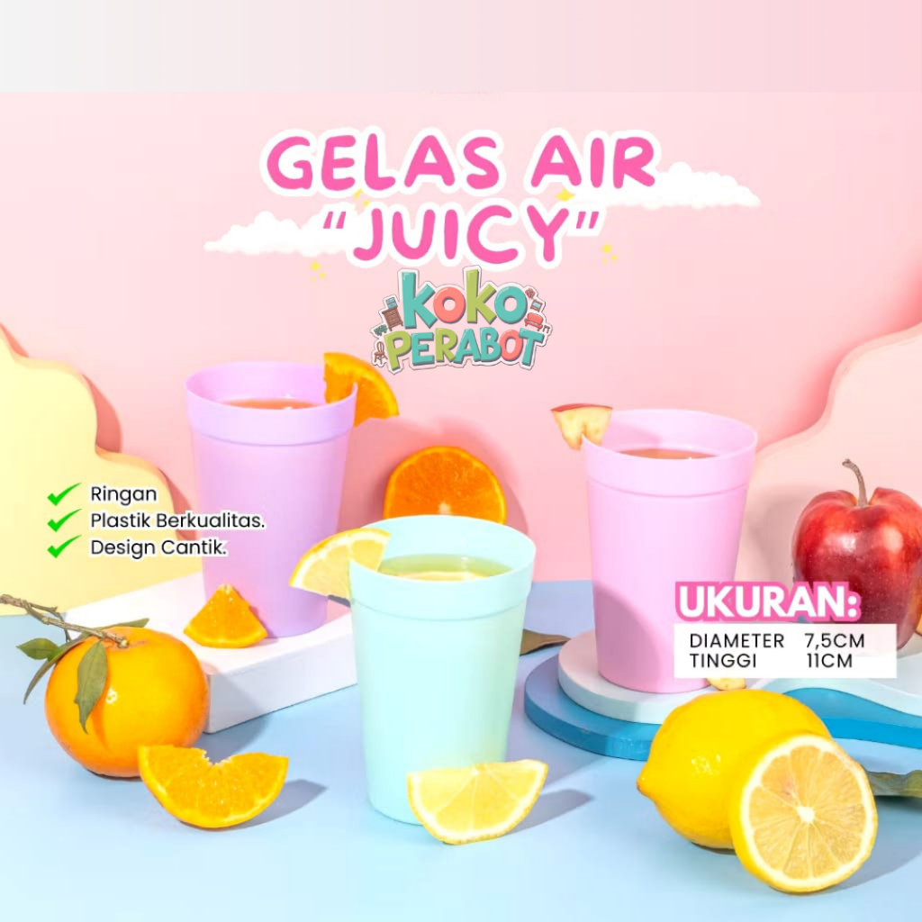 Gelas Juicy 300 ML Warna Pastel - Gelas Plastik 300 ML - Lovenia - GELAS JUICY