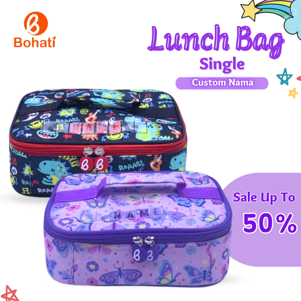 New Produk Tas Bekal Costum Nama I Bohati ( single ) Lunch Bag Bohati Kotak Makan