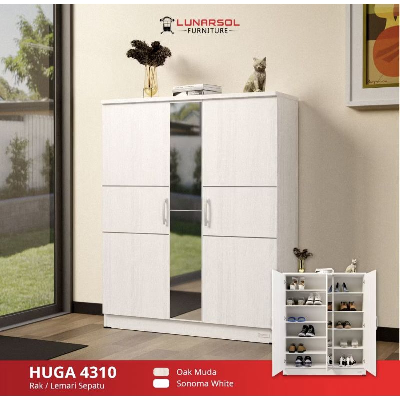 LEMARI SEPATU RAK SEPATU SUSUN KAYU MINIMALIS KACA