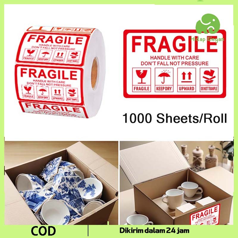 

1000pcs Stiker Fragile Lakban Fragile Merah 60 X 40 Mm Sticker Fragile Kpop Unboxing Sticker Roll / Sticker Jangan Dibanting Sticker 1 Roll