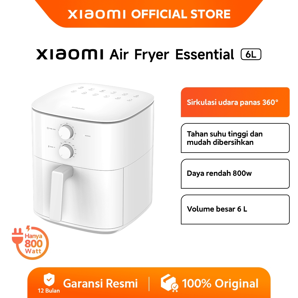 Xiaomi Air Fryer Essential 6L | Sirkulasi panas 360° | Tahan suhu tinggi | Mudah dibersihkan | 6L | 