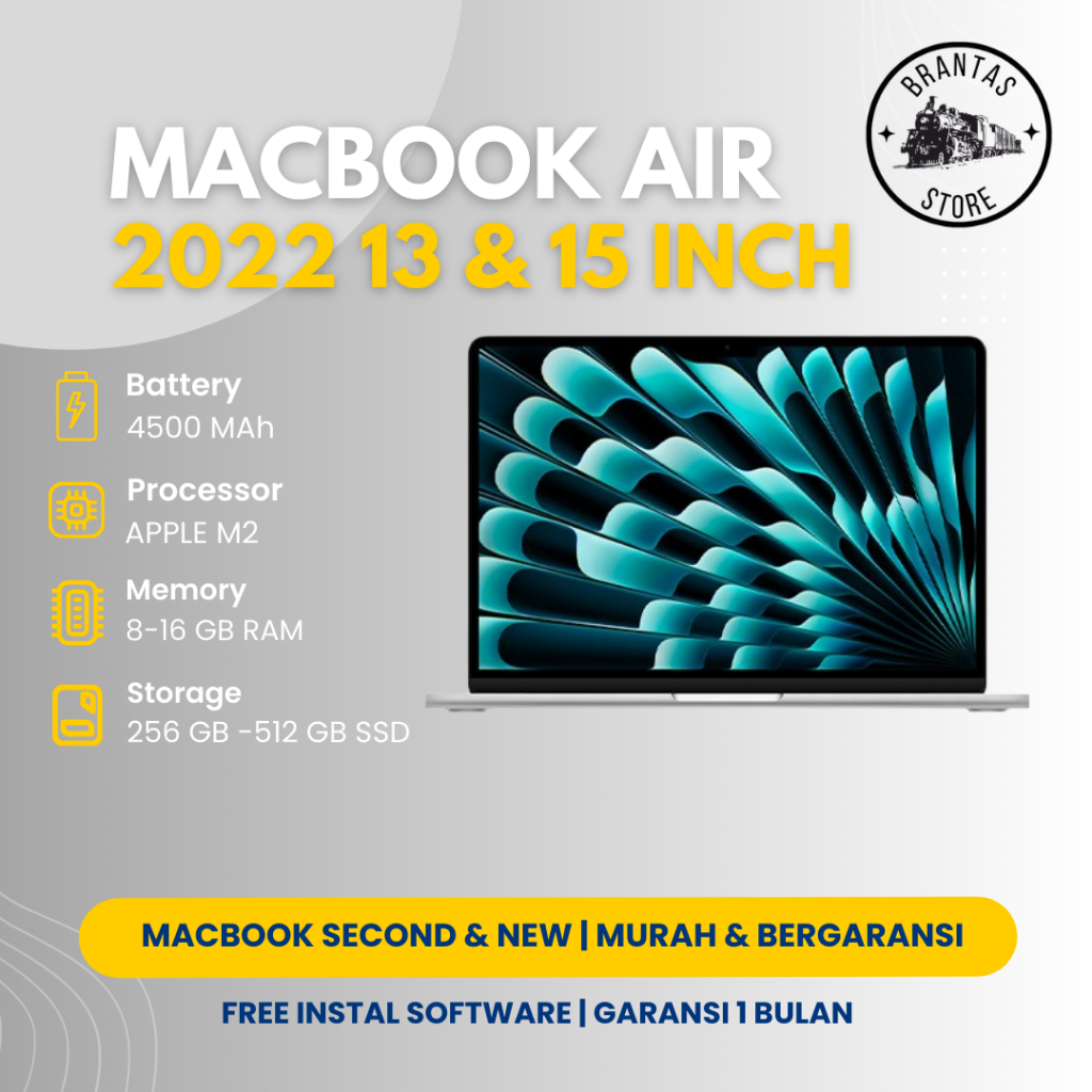 SECOND MACBOOK FULLSET AIR CHIP M2 2022 13 inch CPU 8 CORE GPU 10 CORE ORIGINAL MURAH