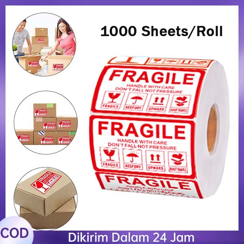 

1000pcs Sticker Label Fragile Lakban Fragile Merah Fragile Unboxing Handle With Care Sticker Jangan Dibanting Lakban Unboxing Fragile